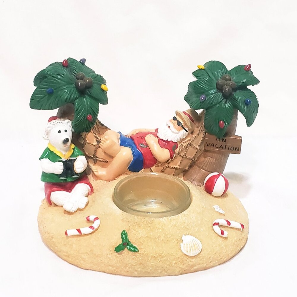 Yankee Candle Beach Friends Hammock Santa Polar Bear Tealight Holder 3" Candy